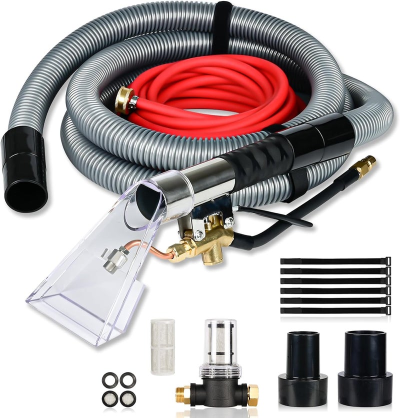 Uotnam مجموعة مستخرج Shop Vac، مجموعة خرطوم مستخرج عالمية لمكنسة Shop Vac، ملحق مكنسة مستخرج مع خط ماء بطول 25 قدم وخرطوم مكنسة بطول 10 أقدام ومحولات لتنظيف السجاد - Image 1